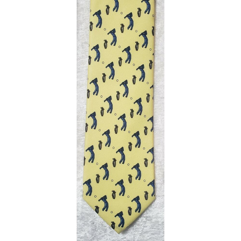 Men's Necktie Novelty Yellow Golf Golfer 3.25"W 60"L TUCCI Silk B23